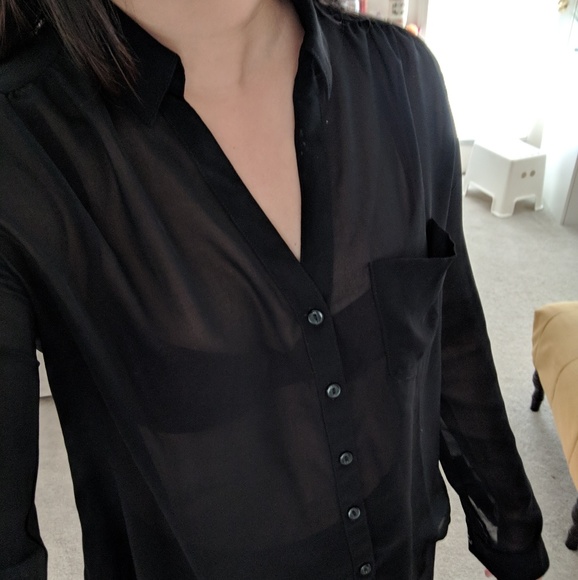 SOLD 🚫 UO I Black Silky Blouse - Picture 4 of 5